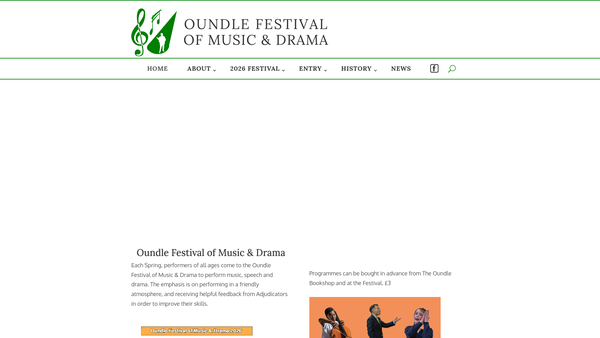 Screenshot of the Oundle Festival Of Music And Drama website