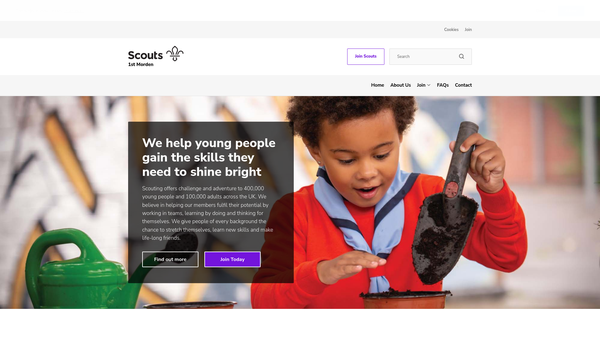 Screenshot of the 1st Morden Scout Group website
