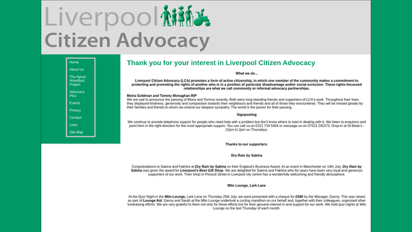 Screenshot of the Liverpool Citizen Advocacy website