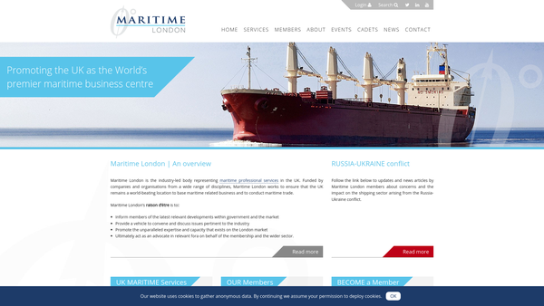 Screenshot of the Maritime London Officer Cadet Scholarship website