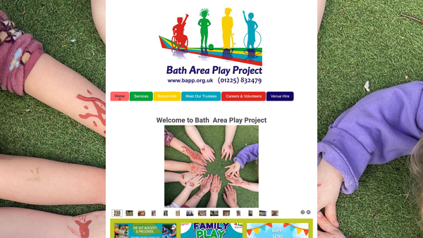 Screenshot of the Bath Area Play Project website