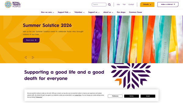 Screenshot of the Royal Trinity Hospice website