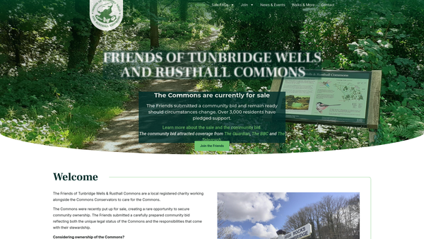 Screenshot of the The Friends Of Tunbridge Wells And Rusthall Commons website