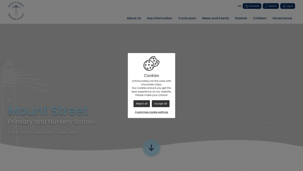 Screenshot of the Friends Of Mount Street School website