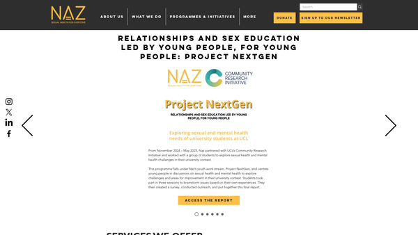 Screenshot of the The Naz Project(london) website