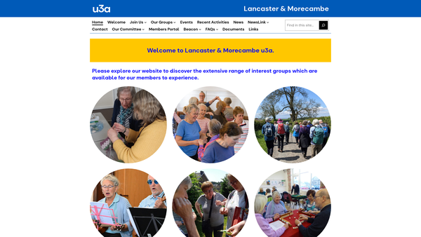 Screenshot of the University Of The Third Age Lancaster And Morecambe website