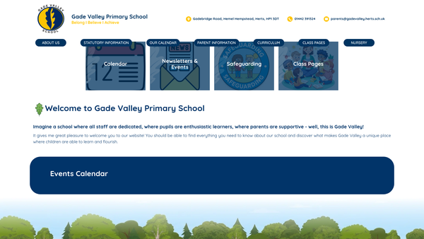 Screenshot of the The Gade Valley School Association website