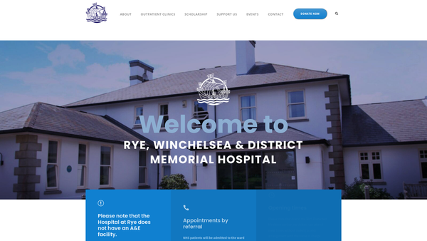 Screenshot of the Rye, Winchelsea And District Memorial Hospital Limited website