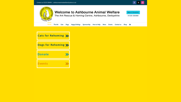 Screenshot of the Ashbourne And District Animal Welfare Society website
