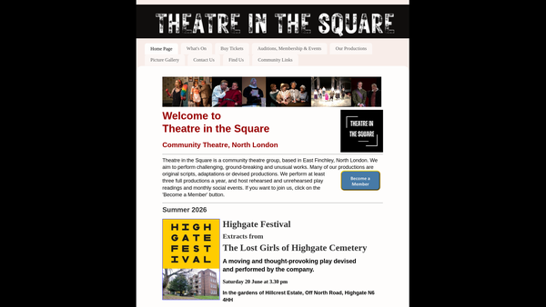 Screenshot of the The Gatehouse Theatre Club website