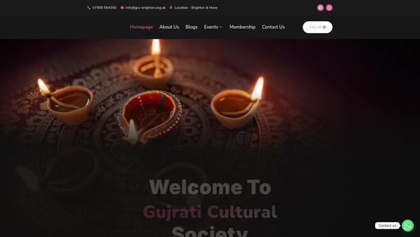 Screenshot of the Gujarati Cultural Society website