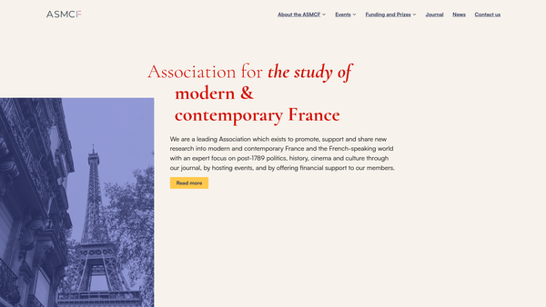 Screenshot of the Association For The Study Of Modern And Contemporary France website