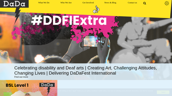 Screenshot of the Dada-Disability And Deaf Arts website
