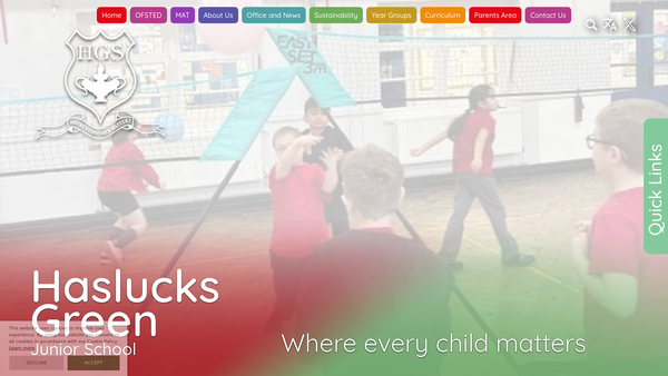 Screenshot of the Haslucks Green Parent Teacher And Friends Association website