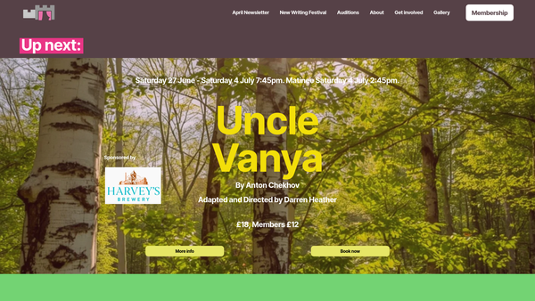 Screenshot of the Lewes Theatre Club website