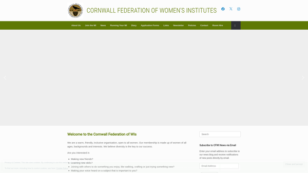 Screenshot of the The Cornwall County Federation Of Women's Institutes website