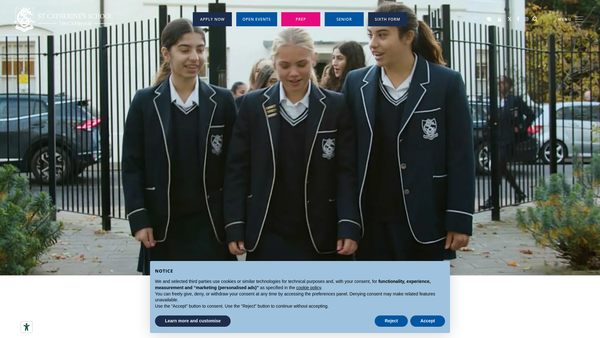 Screenshot of the St Catherine's School, Twickenham website