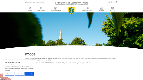 Screenshot of the Friends Of Christ Church School website