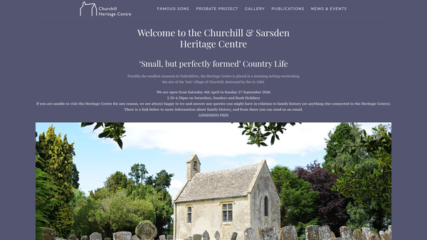 Screenshot of the Churchill Old Church Preservation Society website