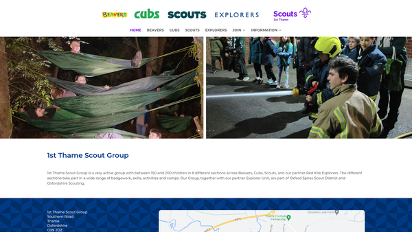Screenshot of the 1st Thame Scouts website
