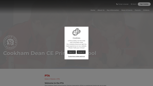 Screenshot of the The Parent Teacher Association Of The Cookham Dean Churchof England (Controlled) Primary School website