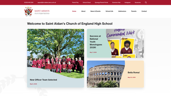 Screenshot of the Saint Aidan's Church Of England Technology College Charity website