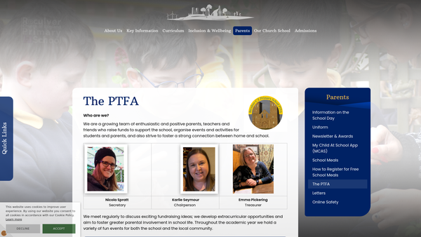 Screenshot of the Reculver C E Controlled Primary School Parent Teacher And Friends Association website