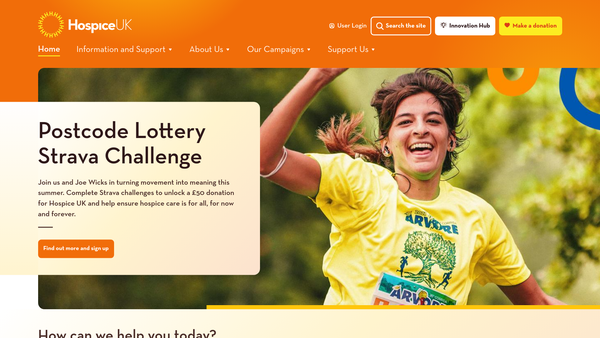 Screenshot of the Hospice UK website