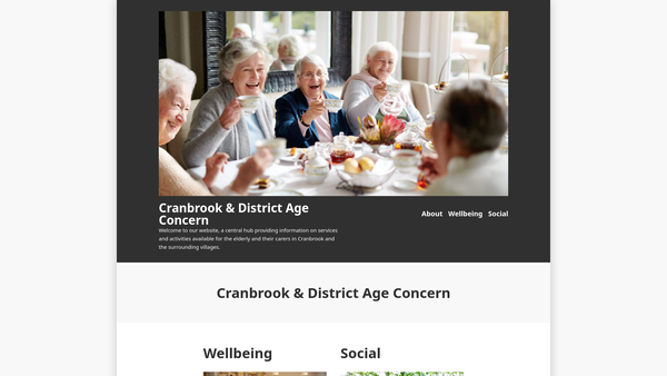 Screenshot of the Age Concern Cranbrook And District website