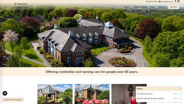 Screenshot of the St Vincent's Charitable Trust website