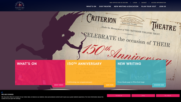 Screenshot of the The Criterion Theatre Trust website