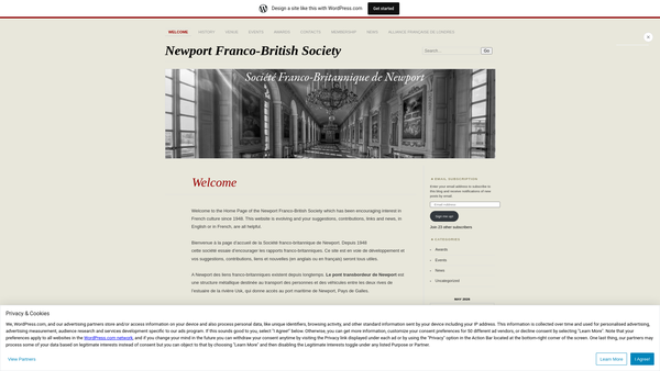 Screenshot of the Newport Franco British Society website