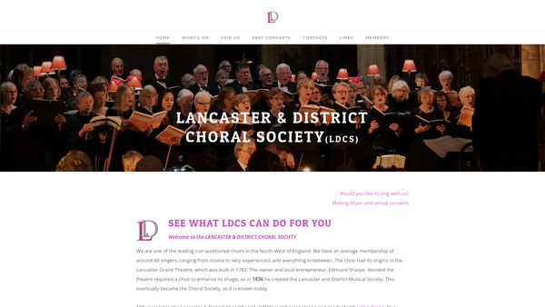 Screenshot of the Lancaster And District Choral Society website
