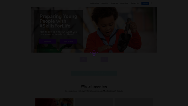 Screenshot of the Middlesbrough District Scout Council website