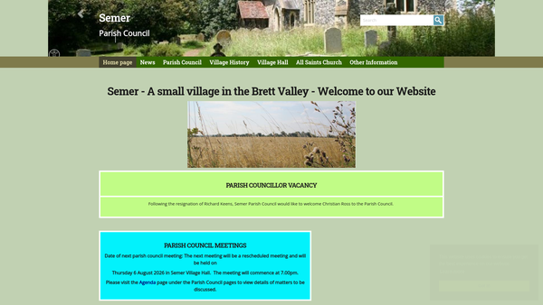 Screenshot of the Church Meadow website