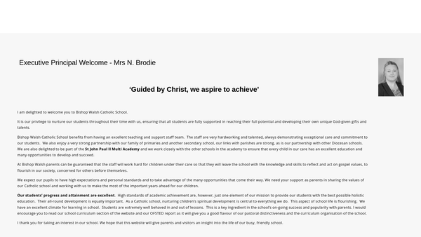 Screenshot of the Bishop Walsh Association website