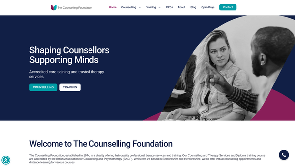 Screenshot of the The Counselling Foundation website