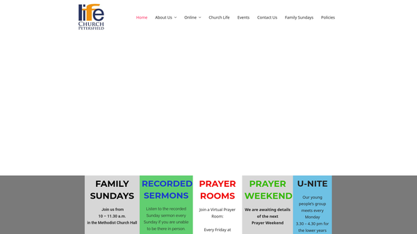 Screenshot of the Life Church Petersfield website