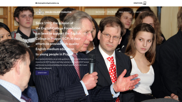 Screenshot of the The English College Foundation website