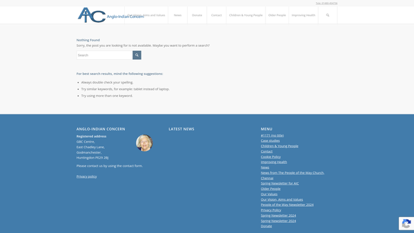 Screenshot of the Anglo-Indian Concern website
