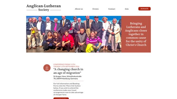 Screenshot of the The Anglican-Lutheran Society website