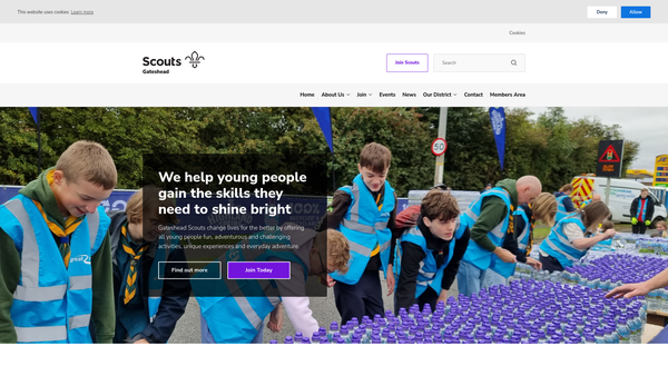 Screenshot of the Gateshead District Scout Council website