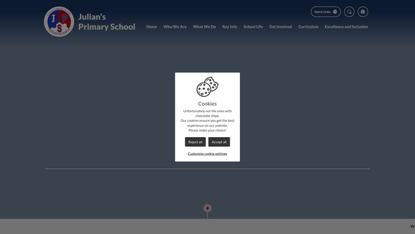 Screenshot of the Julians Primary School Parent Teacher And Friends Association website