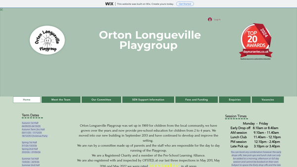 Screenshot of the Orton Longueville Playgroup website