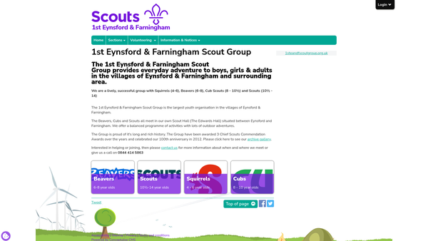 Screenshot of the First Eynsford And Farningham Scout Group website