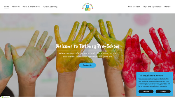 Screenshot of the Tutbury Pre-School Playgroup website