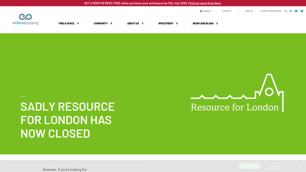 Screenshot of the Resource For London website
