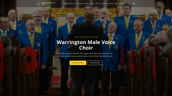 Screenshot of the Warrington Male Voice Choir website
