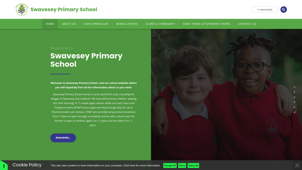 Screenshot of the Swavesey County Primary School Parent Teacher Association website