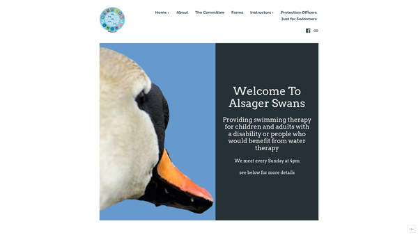 Screenshot of the Alsager Swans Swimming Club For The Disabled website